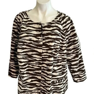 Anne Klein zebra animal print jacket brown
